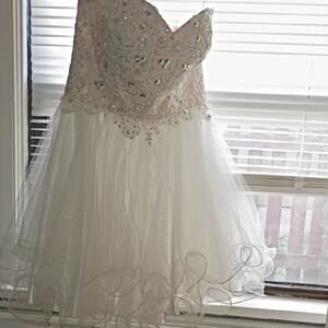 Aspeed Strapless White Dress with Embellished Bodice